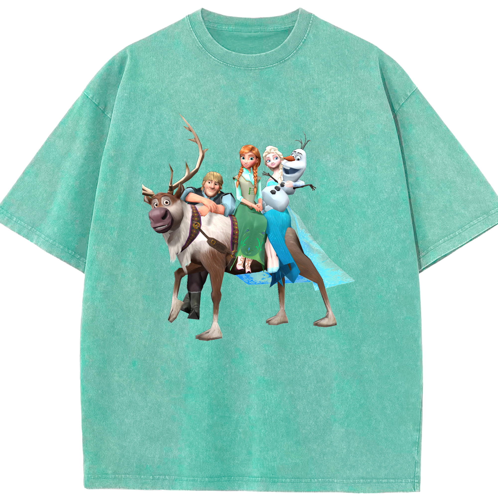 （画像用） アナと雪の女王 アンナ エルサ Frozen Anna Elsa 綿100% ヴィンテージ風 半袖Tシャツ（フロントプリント）